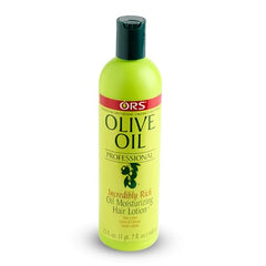 ORS Olive Oil Professional Rich Hair Lotion soft-shine shot highlights healthy-looking, glossy strands