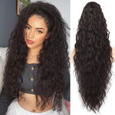 ORSUNCER claw-clip ponytail extension in black brown blends seamlessly with natural hair.