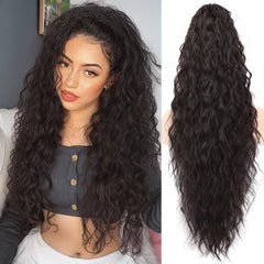 ORSUNCER claw-clip ponytail extension in black brown blends seamlessly with natural hair.