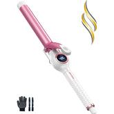 ORYNNE digital ceramic curling iron close-up heat glow for smooth curls.