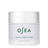 OSEA Dream Night Cream jar closeup showing rich overnight hydration for plump, rested-looking skin