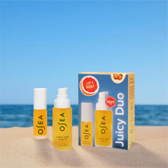 OSEA Juicy Duo body oil bottle shows travel-friendly luxury and deep moisture
