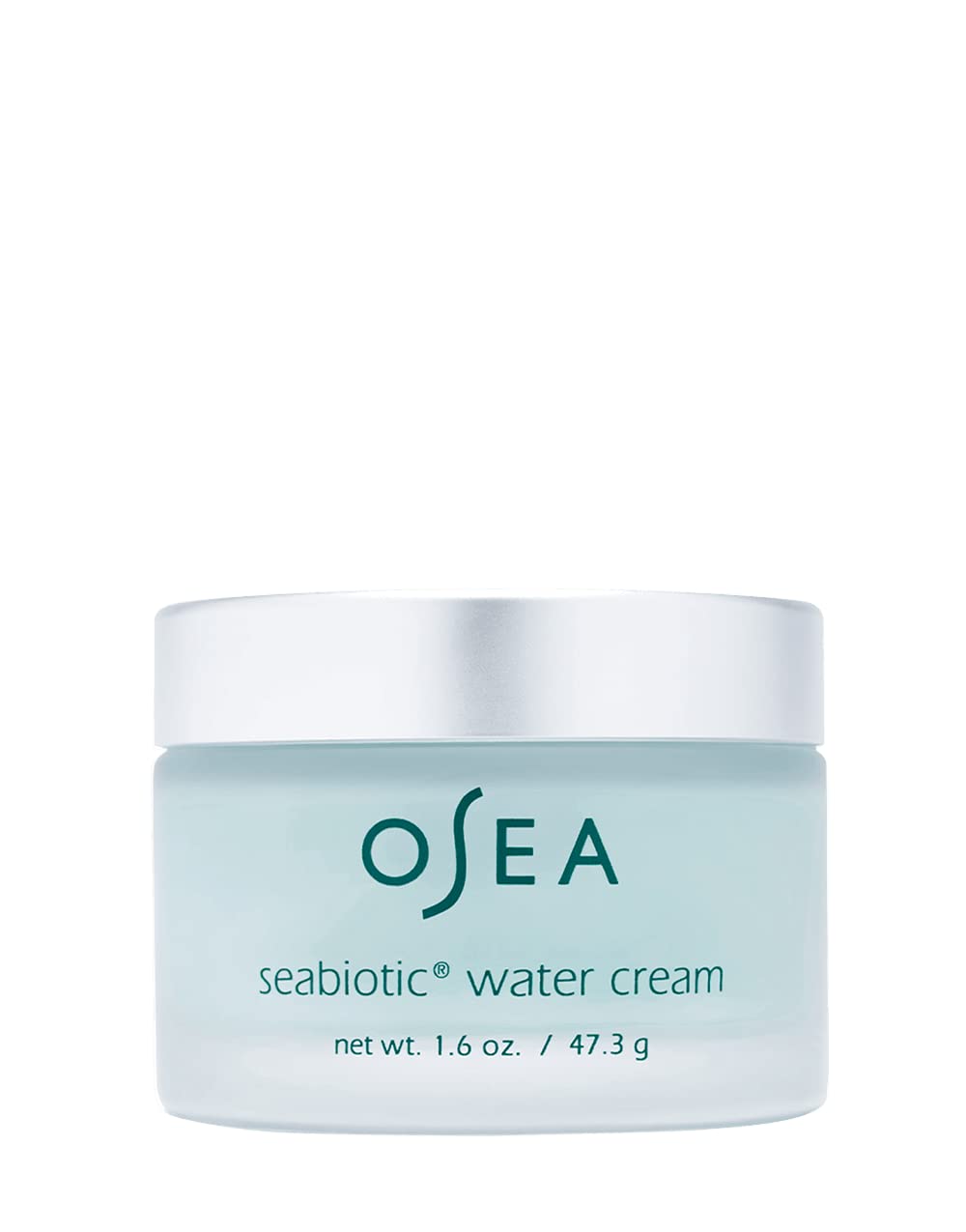 OSEA Seabiotic Water Cream bottle closeup highlighting weightless hydration for daily skin.