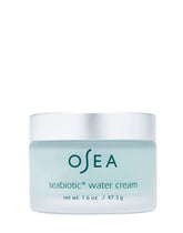 OSEA Seabiotic Water Cream bottle closeup highlighting weightless hydration for daily skin.