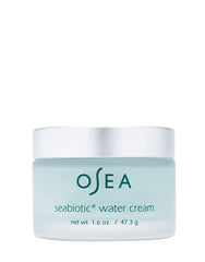 OSEA Seabiotic Water Cream bottle closeup highlighting weightless hydration for daily skin.