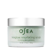 OSEA Seaglow resurfacing scrub jar close-up showing exfoliating texture for smoother skin