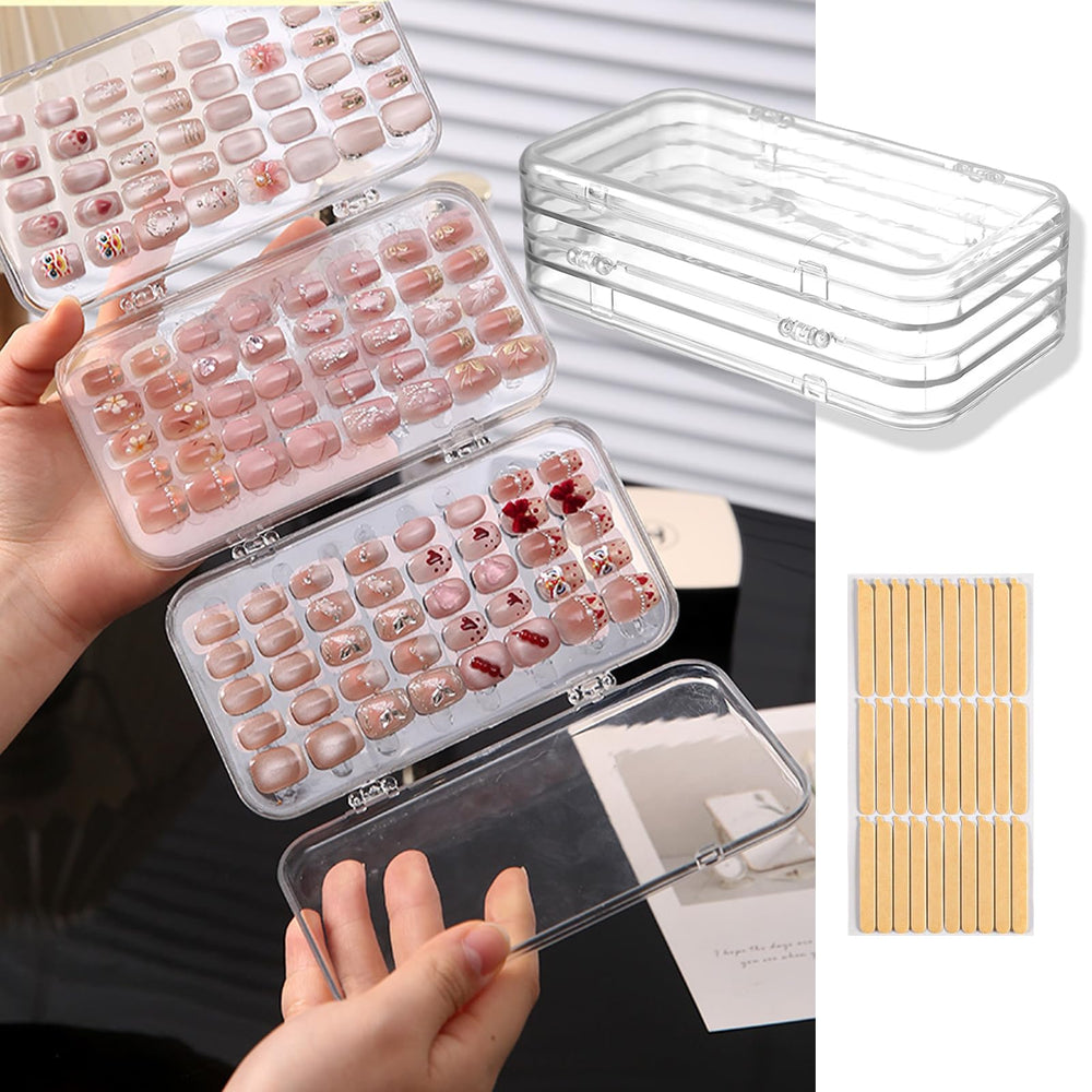 Oskrieel tri-fold nail organizer case front view with clear PET design for easy nail set visibility.