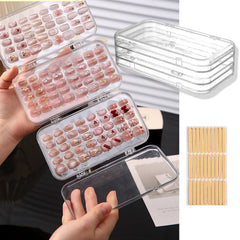 Oskrieel tri-fold nail organizer case front view with clear PET design for easy nail set visibility.