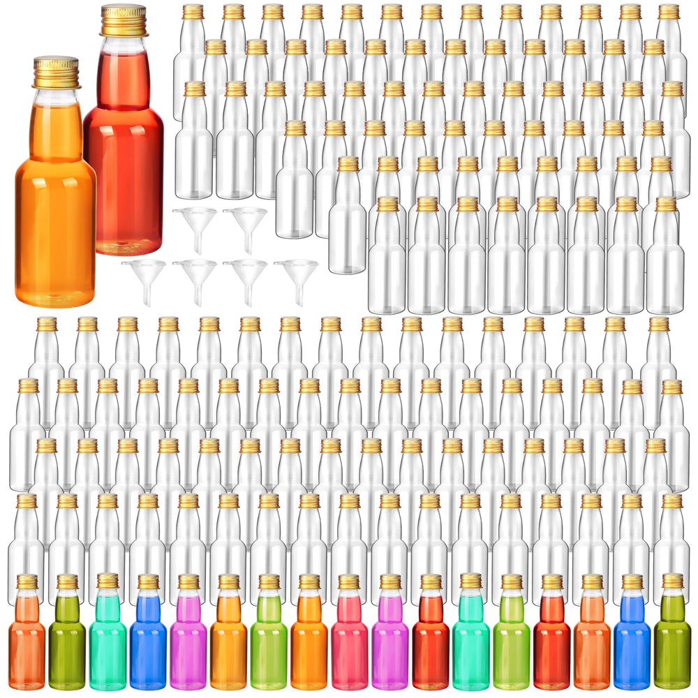 Otiamo 120-pack mini liquor bottles with caps, ideal for party favors and DIY drinks.