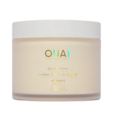 OUAI Body Cream St. Barts tub closeup shows whipped texture for quick hydration.