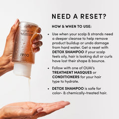 OUAI Detox Shampoo chelating agents scene highlights mineral removal from hard water