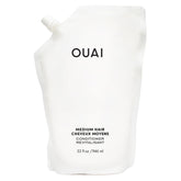 OUAI Medium Conditioner refill packaging shows eco-friendly hydration