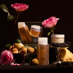 OUAI Scrub It All holiday kit box showing dual-action cleansing duo.
