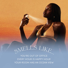 OUAI St. Barts mist applied on hair for a refreshing aroma.