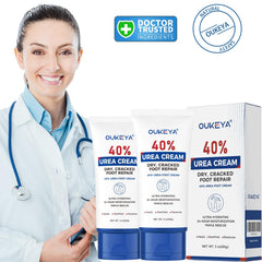 OUKEYA urea cream feet heel softening closeup.