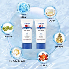 OUKEYA urea cream hands closeup for soothing hydration.