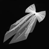 Ouligay white hair bow with short veils enhances bridal elegance for photos