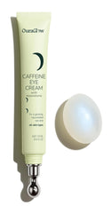 OURAGLOW Caffeine Eye Cream cooling-tip application highlights depuffing and refreshed eyes.