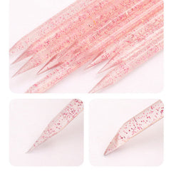 Ourart cuticle pusher closeup demonstrates beveled and pointed ends for precise prep.