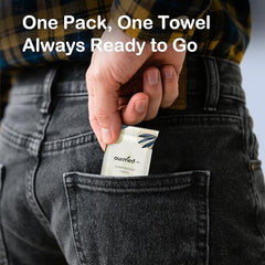 An Ourmed Life towel tablet expanding with water for use.