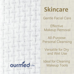 ourmed life face towels texture close-up reveals ultra-soft rayon fabric for gentle cleansing