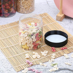 OUSHINAN 8oz plastic jars close up showing airtight seal for leak prevention.