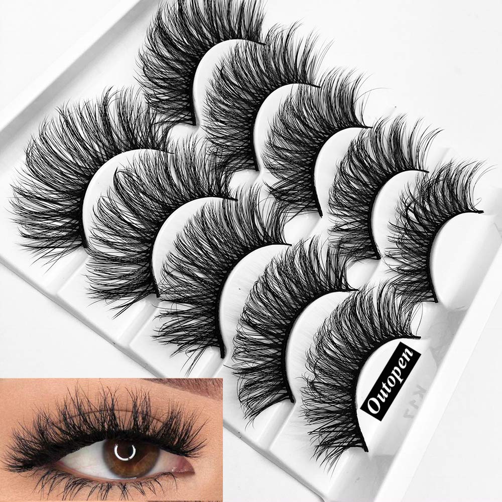 Outopen 3D Mink Lashes natural wispy front close-up for everyday eye definition.