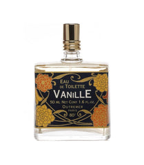 Close-up of the Outremer Vanille EDT bottle showing delicate filigree label for refined moments.