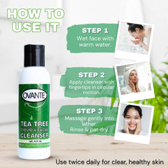 OVANTE Tea Tree Oil Eyelid Cleanser application on damp skin