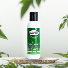 OVANTE Tea Tree Oil Eyelid Cleanser packaging shows USA-made label