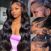OWNROSE 30 inch body wave lace-front wig shows natural hairline and seamless blend for photos.
