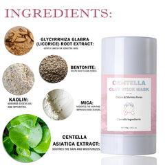 Oyshriola Centella Clay Mask Stick applied to face for targeted pore cleansing.
