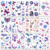 Ozepao glitter tattoos with butterflies, fairies, and mermaids for vibrant birthday party fun.