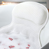 Ozyalo bath pillow headrest provides ergonomic neck support for a relaxing soak.