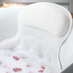 Ozyalo bath pillow headrest provides ergonomic neck support for a relaxing soak.