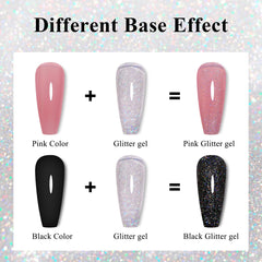 Base coat application on nails with Ozzeal glitter gel polish