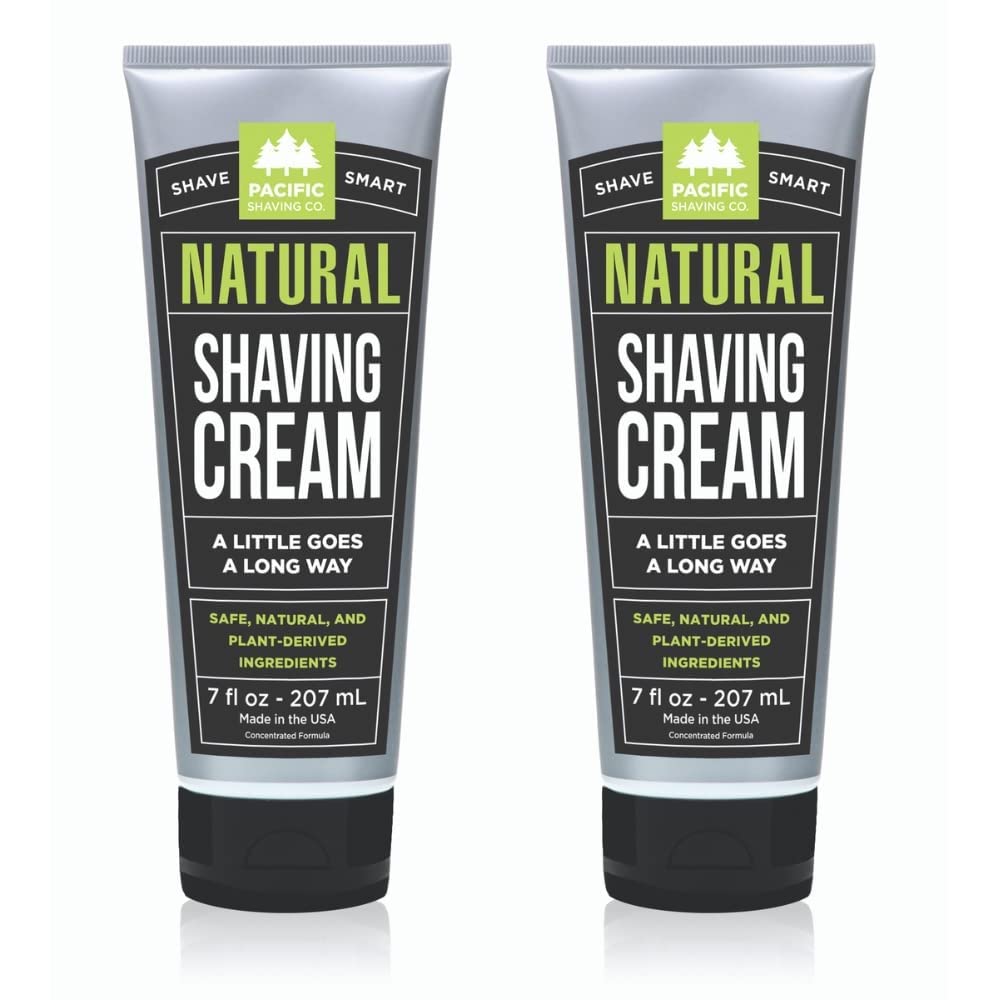 Pacific Shaving Company natural shaving cream with shea butter 2-pack for hydrated, sensitive skin shaves.
