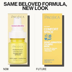 Pacifica Comfort Space mask application on cheek for instant redness calming.