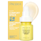 Pacifica Comfort Space mask jar close-up highlighting calming formula for irritated skin relief.