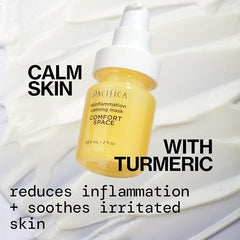 Pacifica Comfort Space mask turmeric illustration emphasizing anti-inflammatory support.