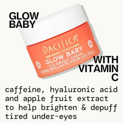 Pacifica Glow Baby Eye Cream application under-eye—reduces puffiness with caffeine boost.