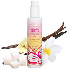 Pacifica Island Vanilla hair mist bottle ready for everyday wear and a light scent boost.