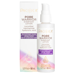 Pacifica Pore Warrior bottle with pump showing lightweight moisturizer for oily skin