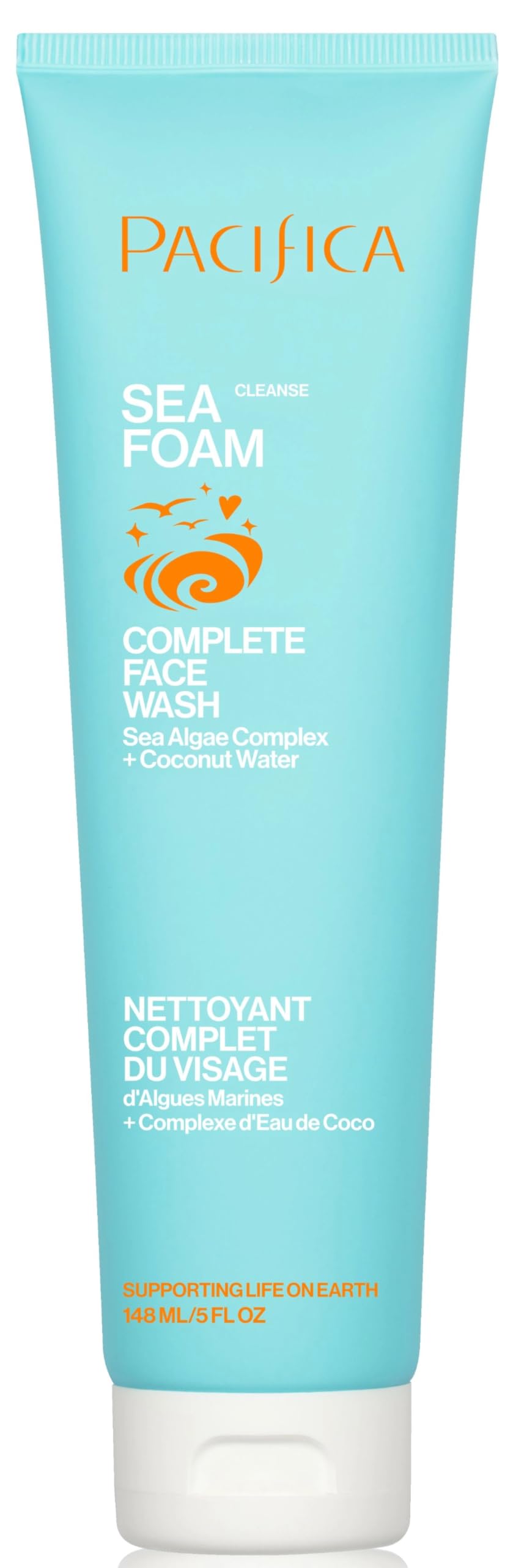 Pacifica Sea Foam cleanser bottle foaming texture for daily cleansing.