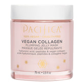 Pacifica Vegan Collagen Plumping Jelly Mask jar close-up showing moisture-rich texture.