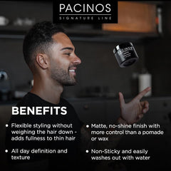 Pacinos DRYFI matte paste hair-definition highlights subtle texture and definition