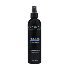 Pacinos Freeze Hair Spray bottle showing extra hold for all hair types