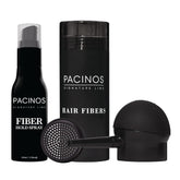 Pacinos Hair Fiber Kit covers bald spots with a natural look