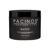 Pacinos Matte Hair Paste packaging shows long-lasting medium hold for all hair types.