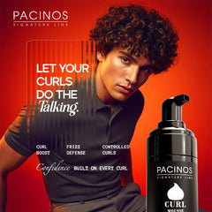 Pacinos curl-enhancing mousse being scrunched into defined waves for texture